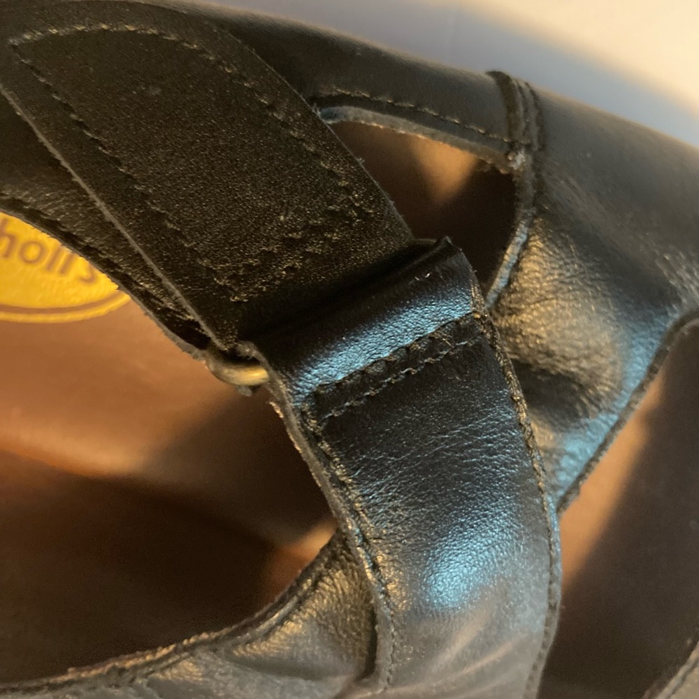 Dr. Scholl's Black Leather Adjustable Slingback Sandals - Picture 6 of 8